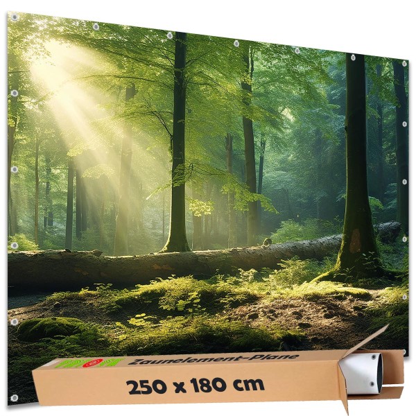 Sichtschutz Garten Zaun Zaunblende Zaunelement Deko Plane Wald Waldlichtung 250x180 cm