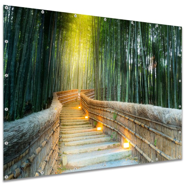 Sichtschutzplane "Bambus Bambusweg" Zaunplane Garten Zaun Deko Zaunelement, 250x180 cm groß