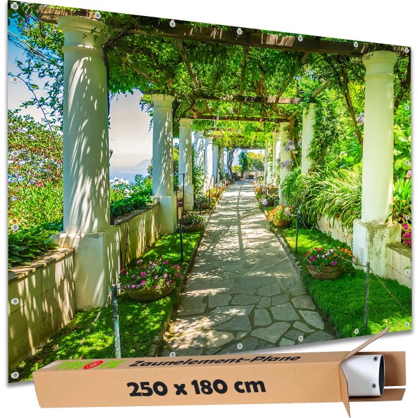 Sichtschutz Garten Zaun Zaunblende Zaunelement Deko Plane Capri Laubengang 250x180 cm