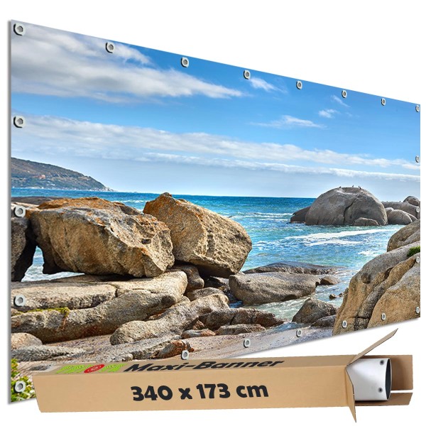 Sichtschutz Garten Zaun Banner Outdoor Deko Motiv Plane Felsenbucht Südafrika 340x173 cm groß