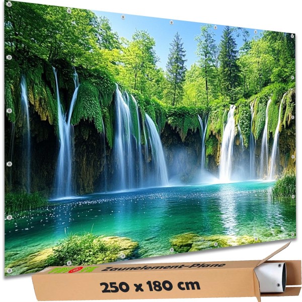 Sichtschutz Garten Zaun Zaunblende Zaunelement Deko Plane Wasserfall Kroatien Krka 250x180 cm