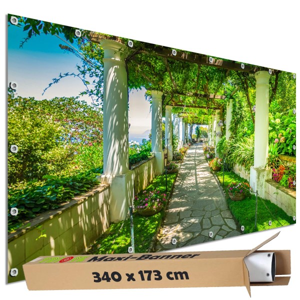 Sichtschutz Garten Zaun Banner Outdoor Deko Motiv Plane Capri Laubengang 340x173 cm groß