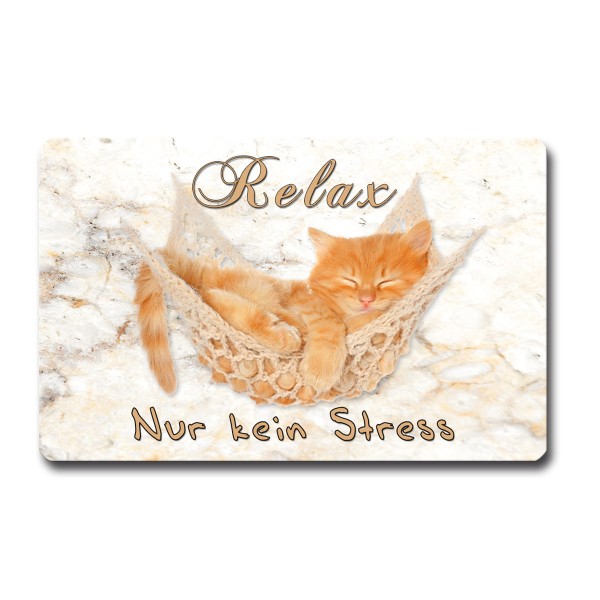 Kühlschrankmagnet Katzen Spruch lustig Relax Kein Stress Geschenk Katzenliebhaber Magnet 85x55 mm