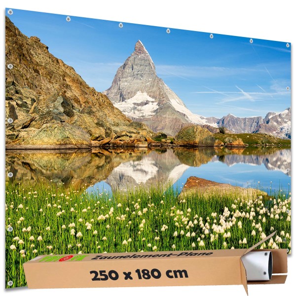 Sichtschutz Garten Zaun Zaunblende Zaunelement Deko Plane Matterhorn Schweiz 250x180 cm