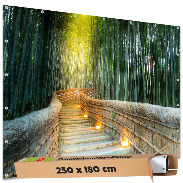 Sichtschutz Garten Zaun Zaunblende Zaunelement Deko Plane Bambus Bambusweg 250x180 cm