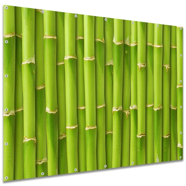 Sichtschutzplane "Bambus Bambuszaun Grün" Zaunplane Garten Zaun Deko Zaunelement, 250x180 cm groß