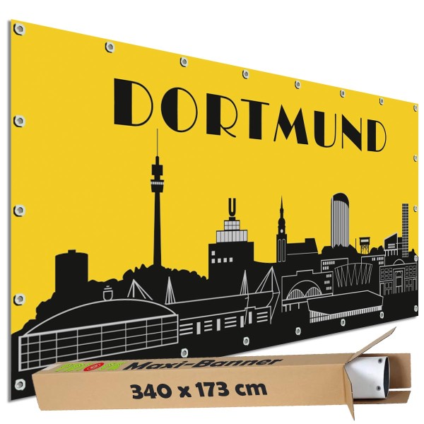 Sichtschutz Garten Zaun Banner Outdoor Deko Motiv Plane Dortmund Skyline 340x173 cm groß