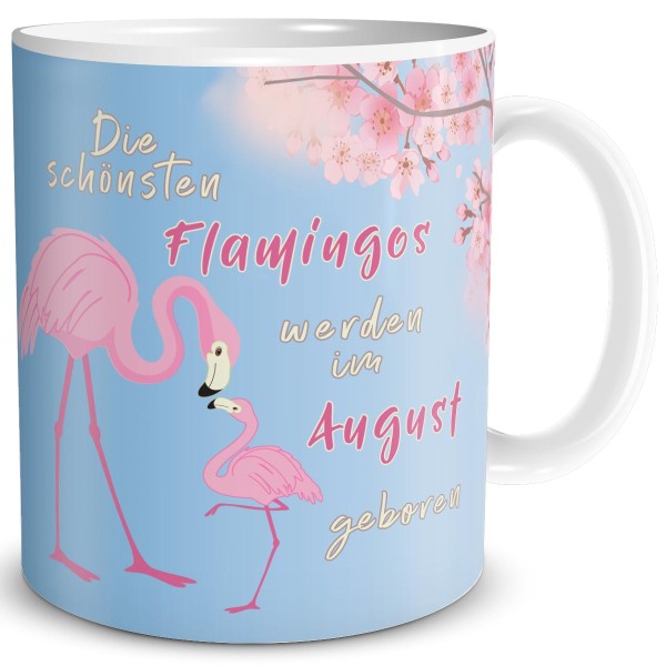 Die schönsten Flamingos August, Tasse 300 ml
