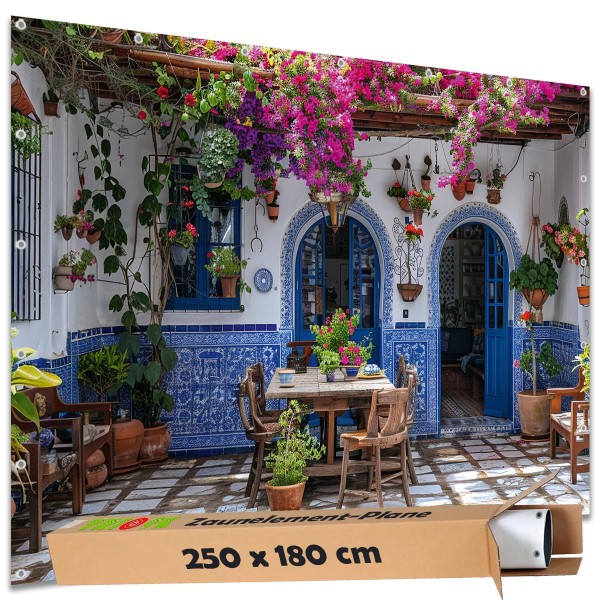 Sichtschutz Garten Zaun Zaunblende Zaunelement Deko Plane Terrasse Mediterran 250x180 cm