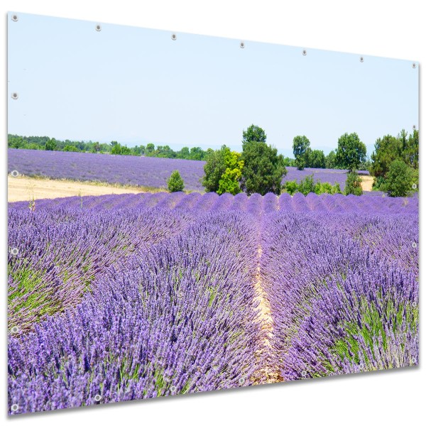Sichtschutzplane "Lavendelfeld" Zaunplane Garten Zaun Deko Zaunelement, 250x180 cm groß